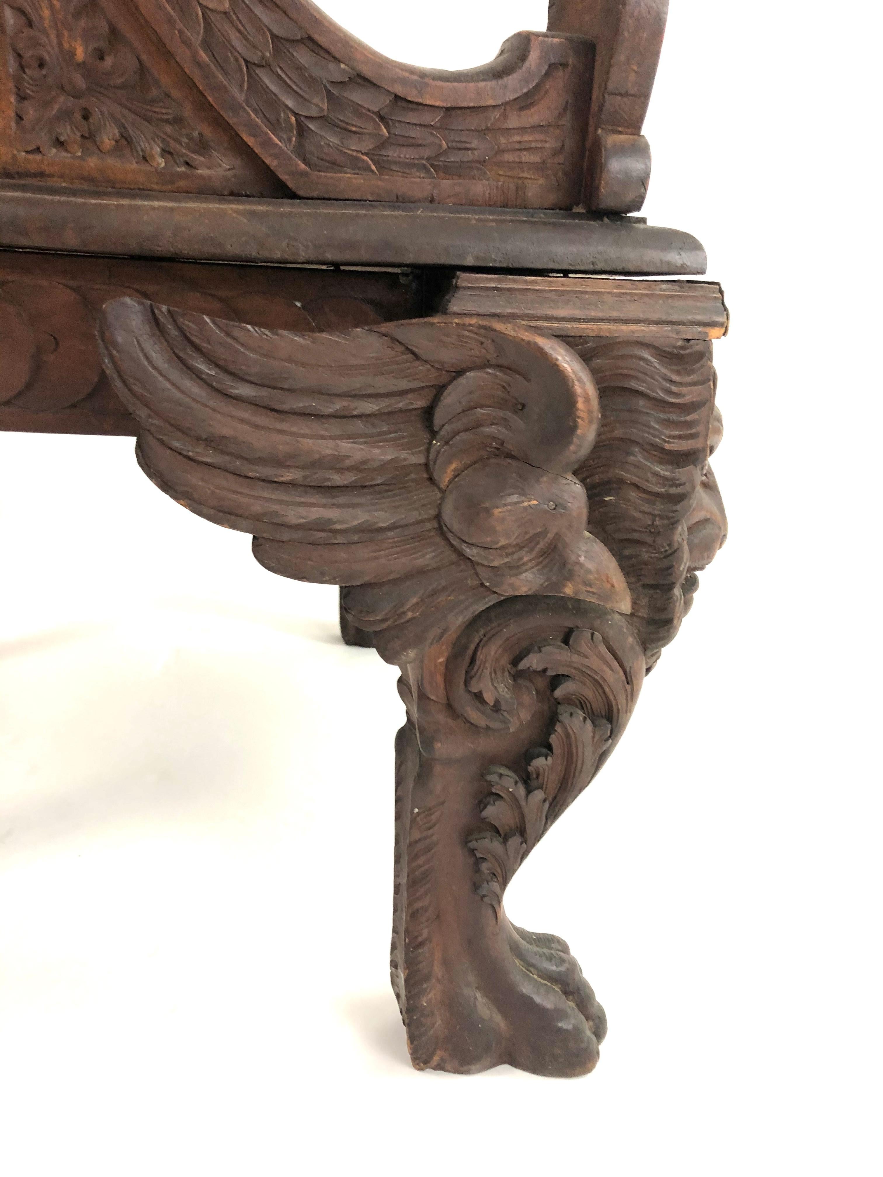 Neoclassical Carved Walnut Grand Tour Throne Armchair 11