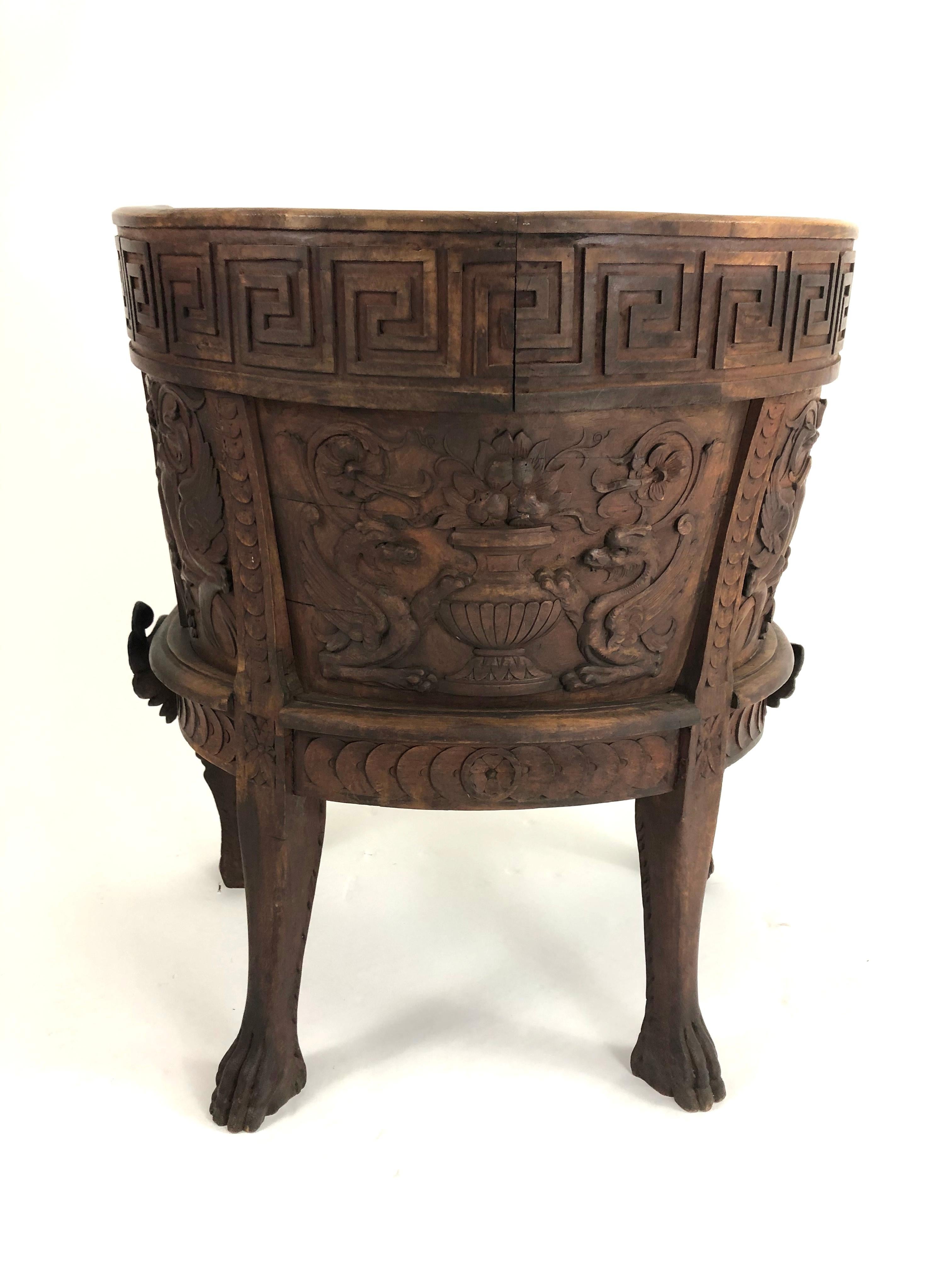 19th Century Neoclassical Carved Walnut Grand Tour Throne Armchair