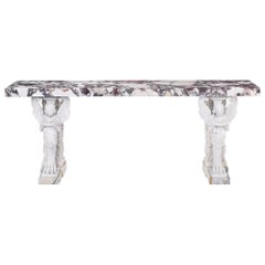 Neoclassical Carved White and Brèche Violette Marble Console