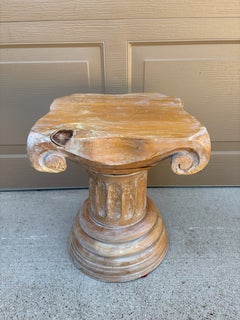 Neoclassical Carved Wooden Columnar Pedestal Stand, Late 20th Century