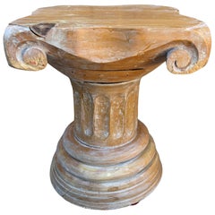 Neoclassical Carved Wooden Columnar Pedestal Stand, Late 20th Century