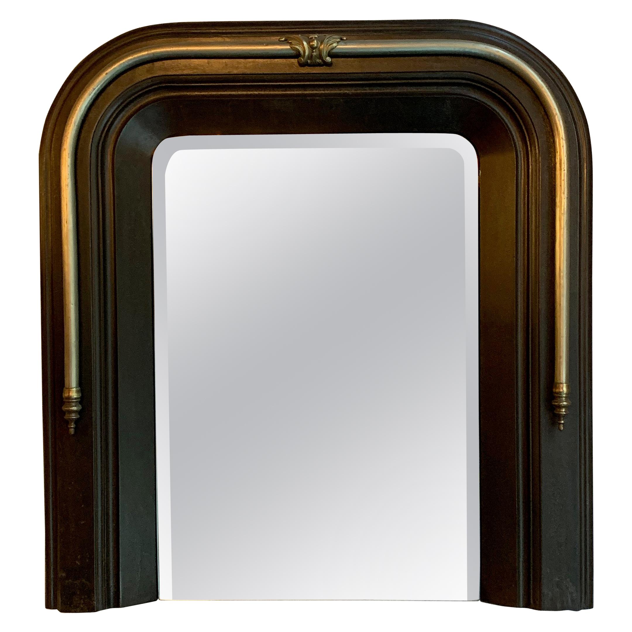 Neoclassical Cast Iron and Brass Wall Mirror For Sale