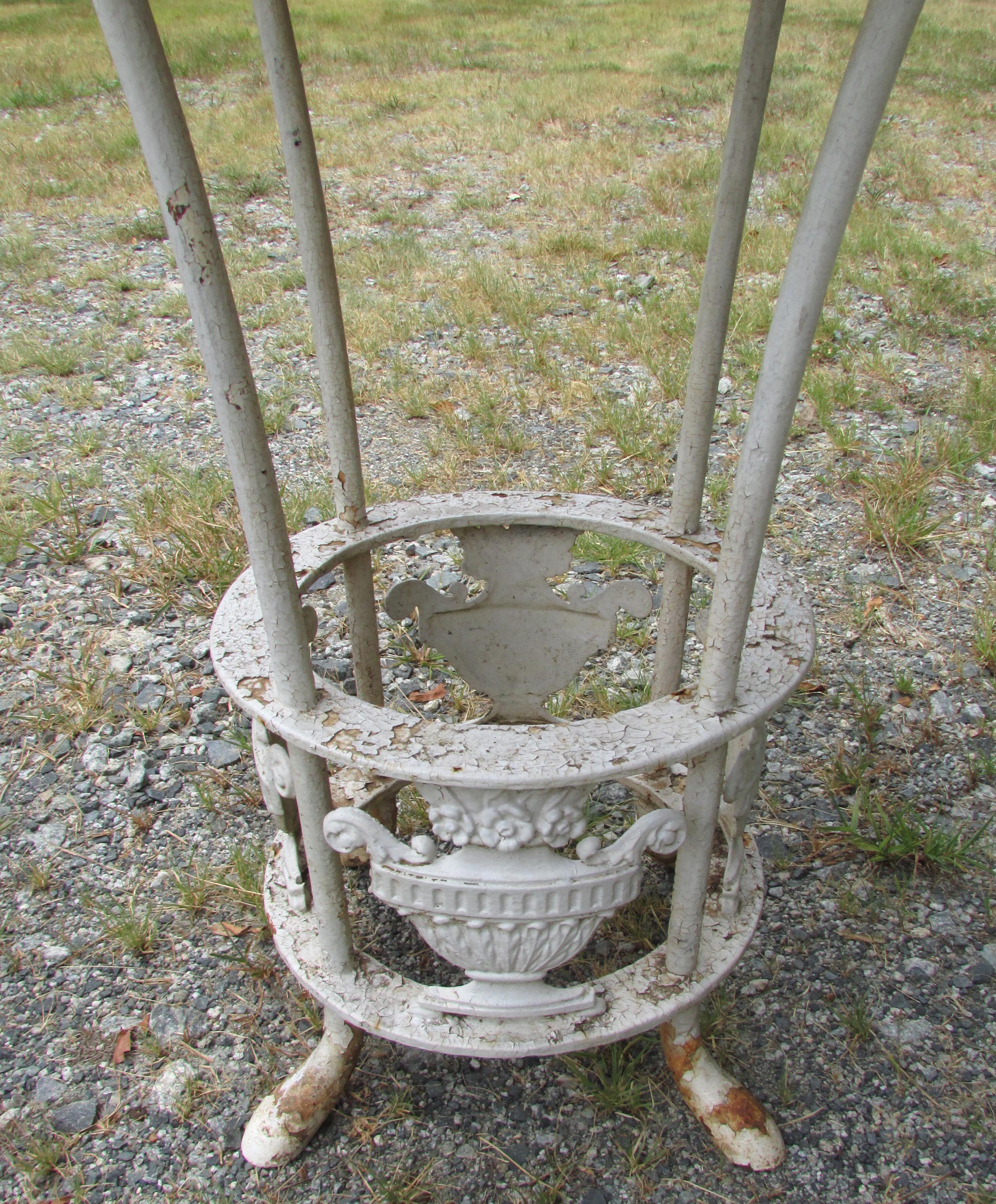 Neoclassical Cast Iron Benches and Table For Sale 3