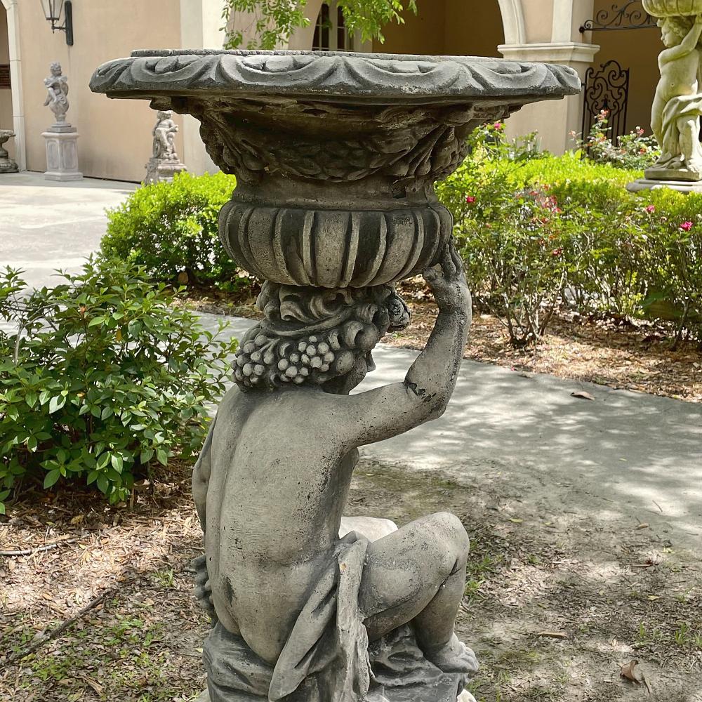 Neoclassical Cast Stone Cherub as Caryatid Statue with Pedestal 4
