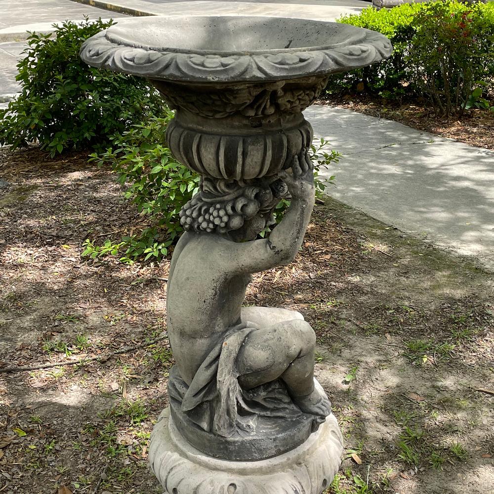 Neoclassical Cast Stone Cherub as Caryatid Statue with Pedestal 5