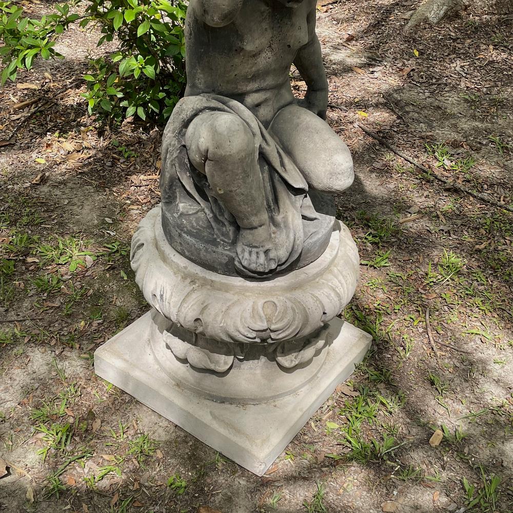 Neoclassical Cast Stone Cherub as Caryatid Statue with Pedestal 7