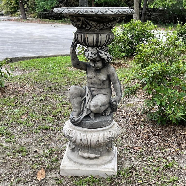 Neoclassical Cast Stone Cherub as Caryatid Statue with Pedestal For ...
