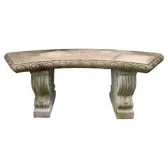 Neoclassical Cast Stone Curved Garden Bench