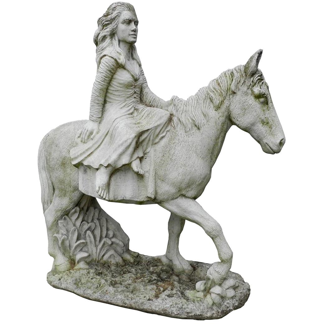 Neoclassical Cast Stone Equestrian Statue, circa 1950 For Sale