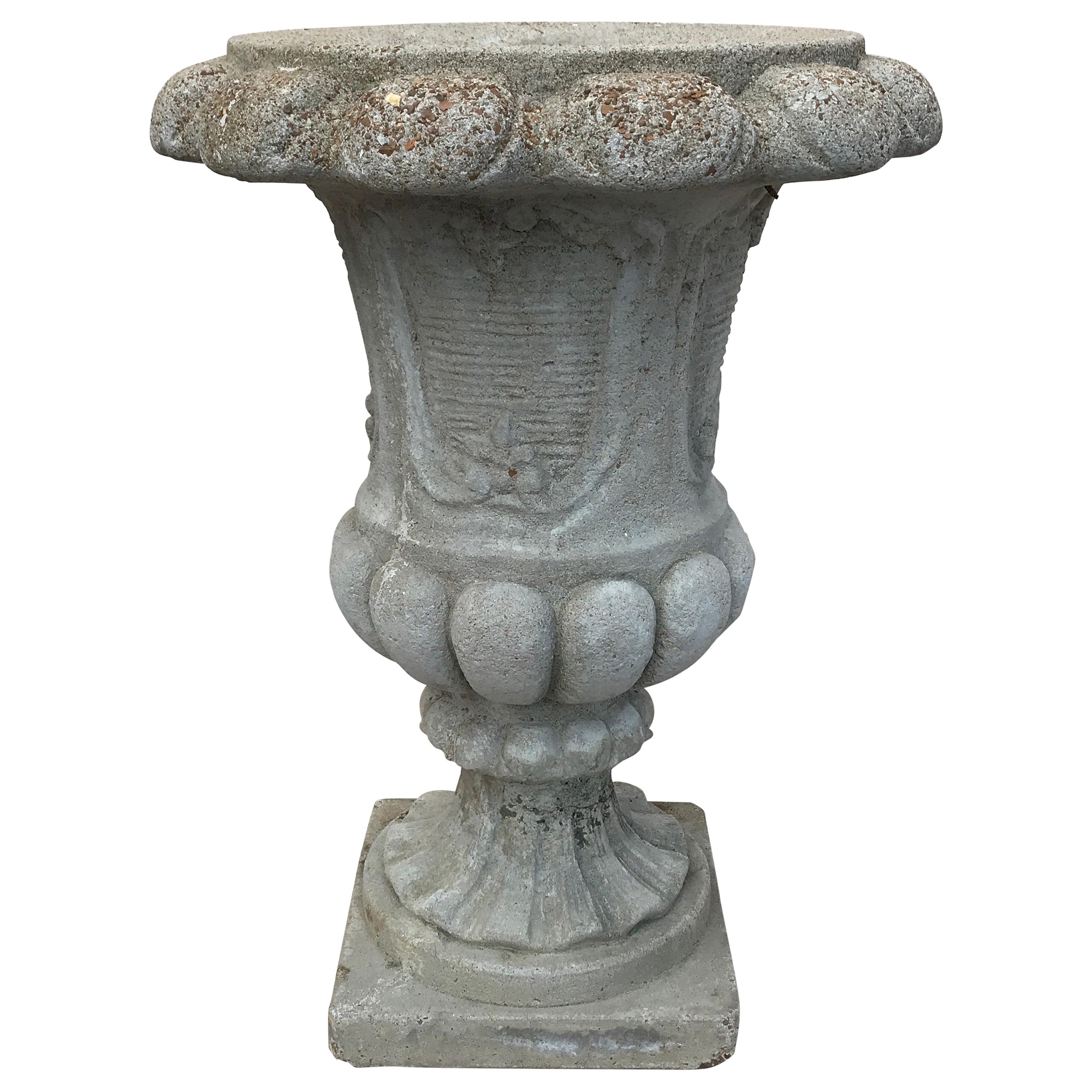 Neoclassical Cast Stone Urn Planter For Sale