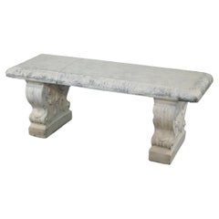 Neoclassical Cast Stoned Garden Bench with Scroll Form Legs C1930