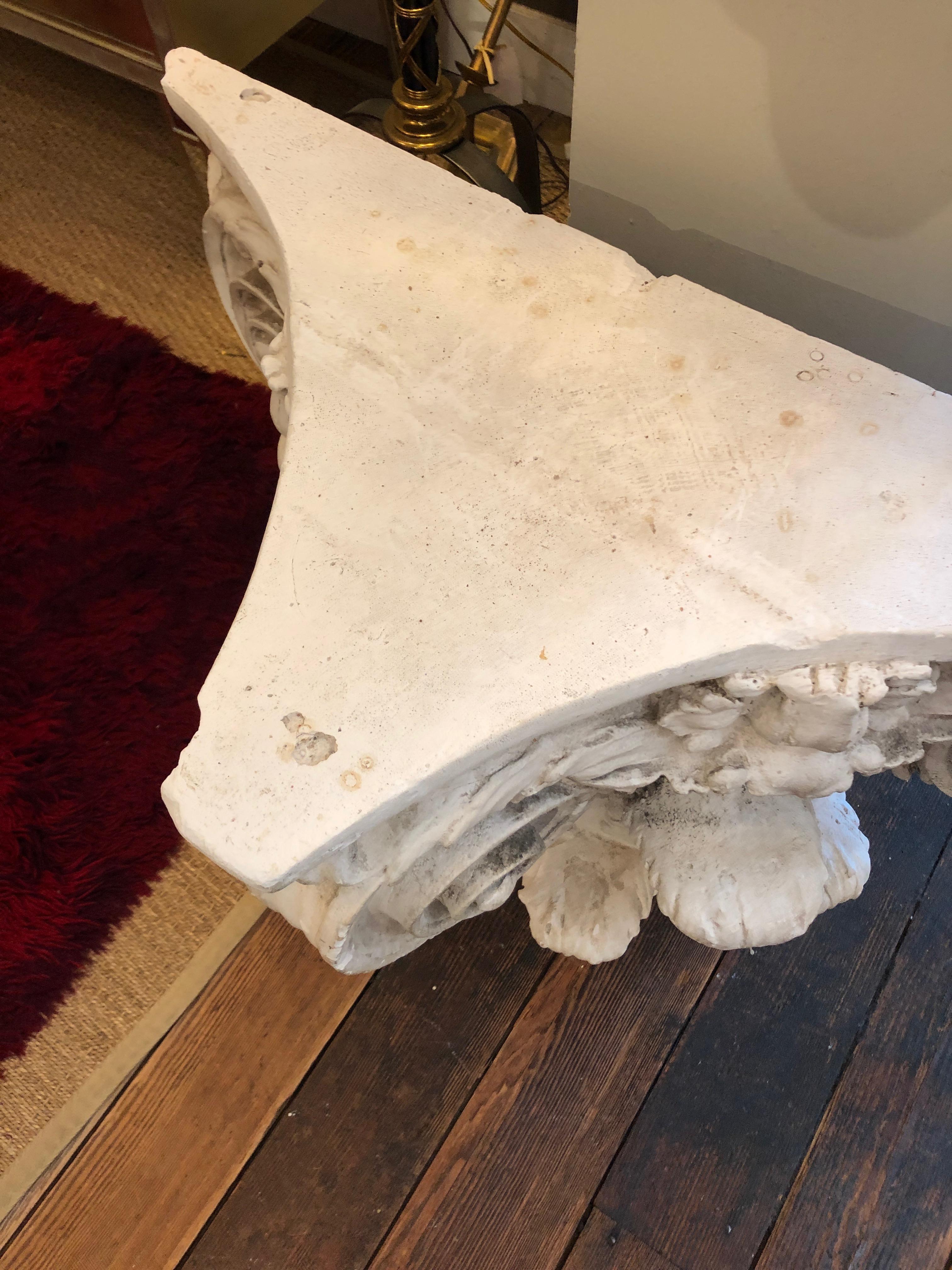 Neoclassical Cement Corinthian Column Fragment End Table 2