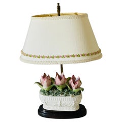 Neoclassical Ceramic Lamp with Tulips