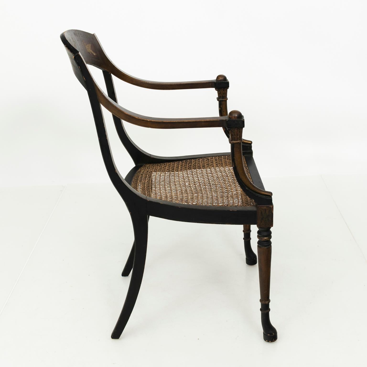Cane Neoclassical Chair, circa 1920s