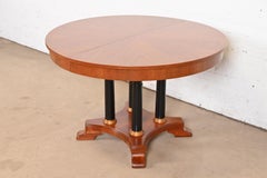 Neoclassical Cherry Wood Parcel Ebonized Pedestal Extension Dining Table