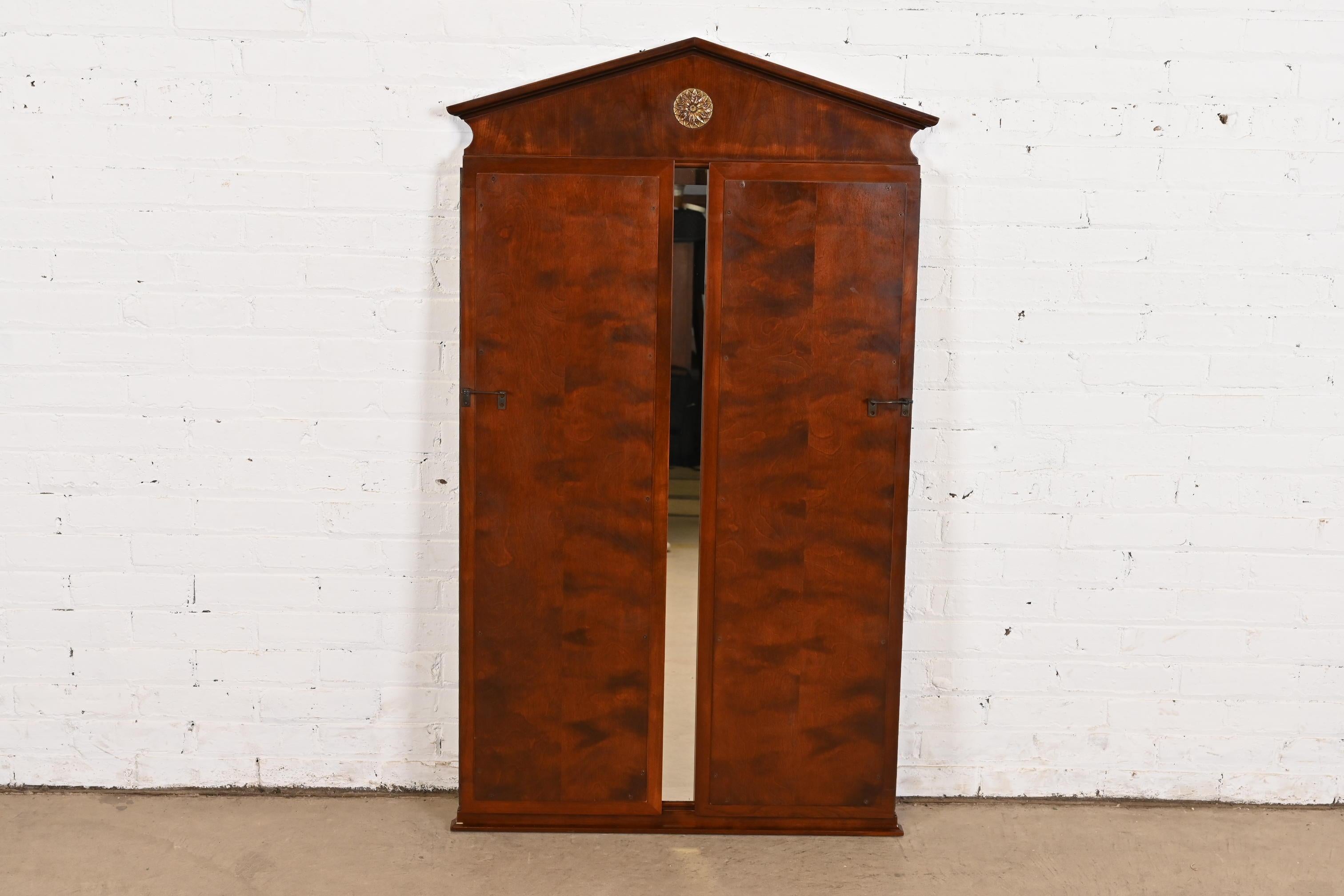 American Neoclassical Cherry Wood Tri-Fold Mirror