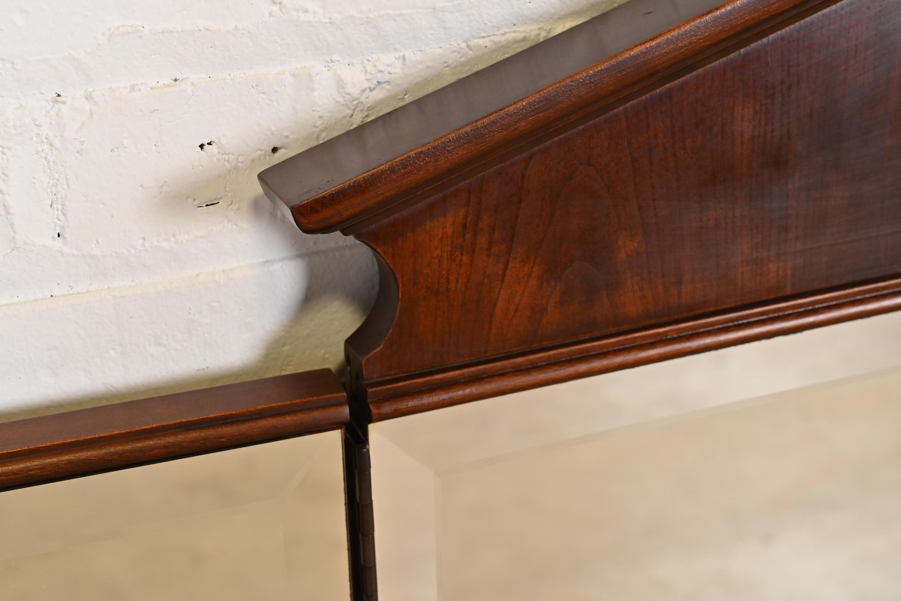 20th Century Neoclassical Cherry Wood Tri-Fold Mirror