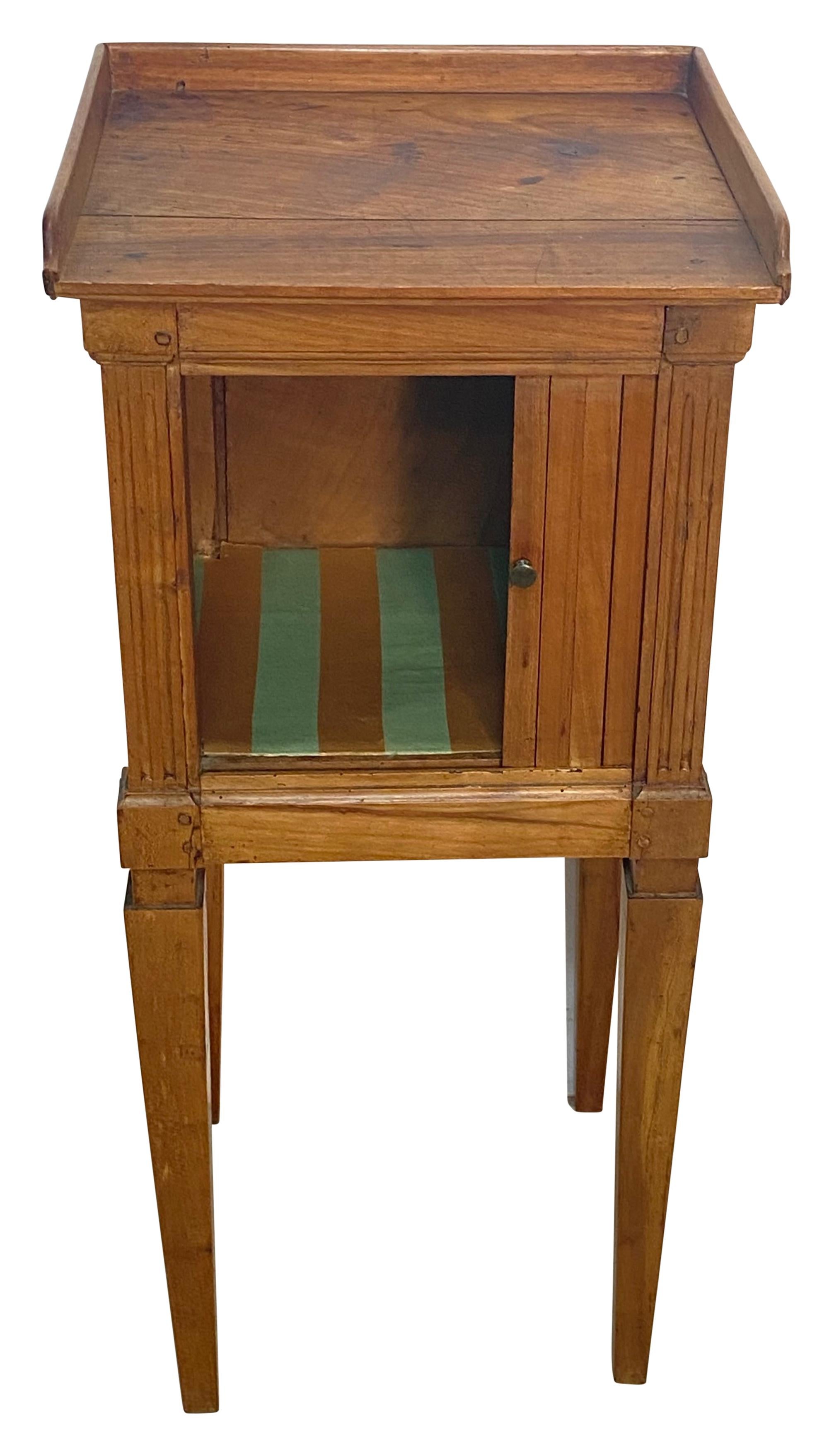 Neoclassical Style Cherrywood Bedside Table Cabinet, French Late 18th Century 2