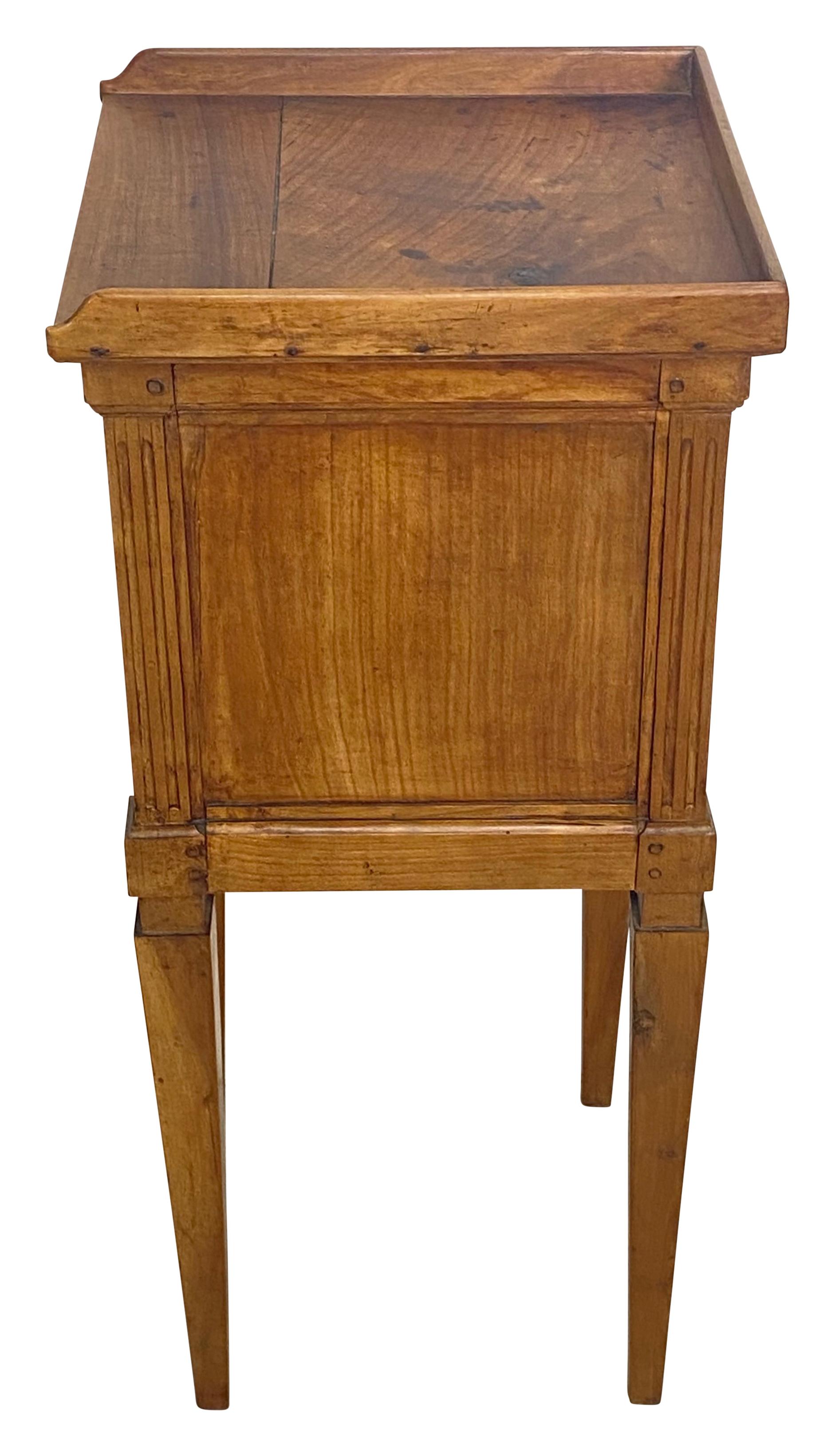 Neoclassical Style Cherrywood Bedside Table Cabinet, French Late 18th Century 4