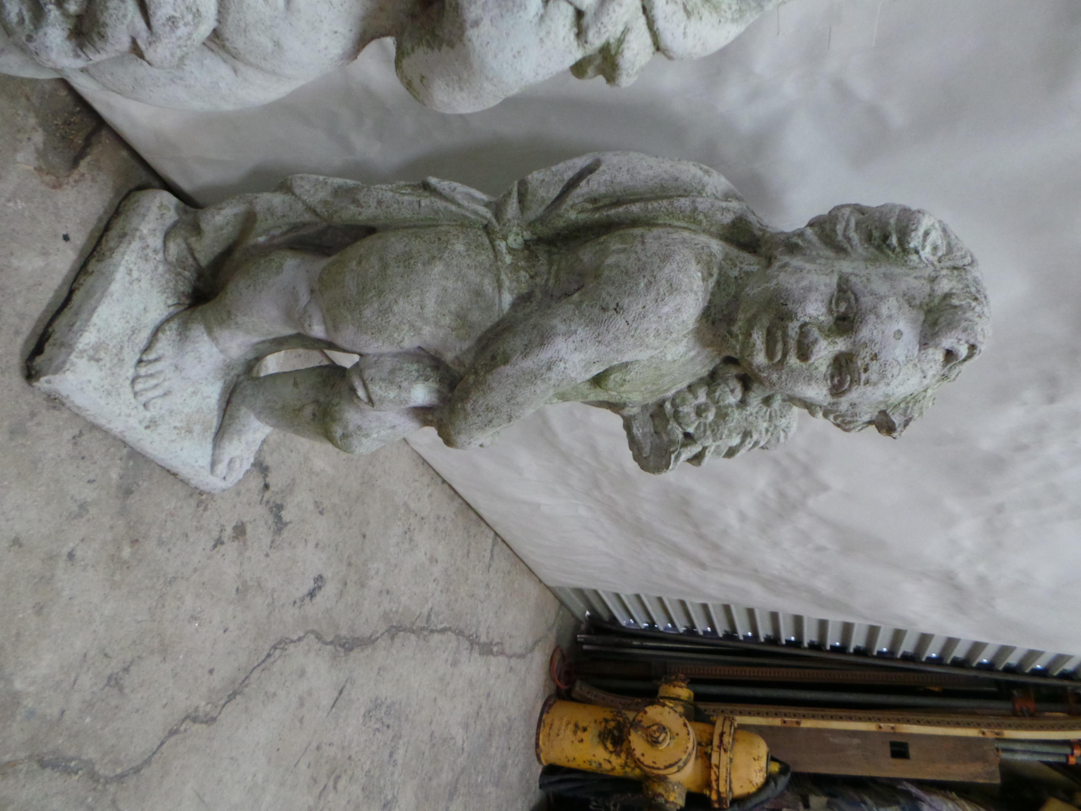 Neoclassical Cherub or Putto Cast Stone Garden Statues For Sale 6