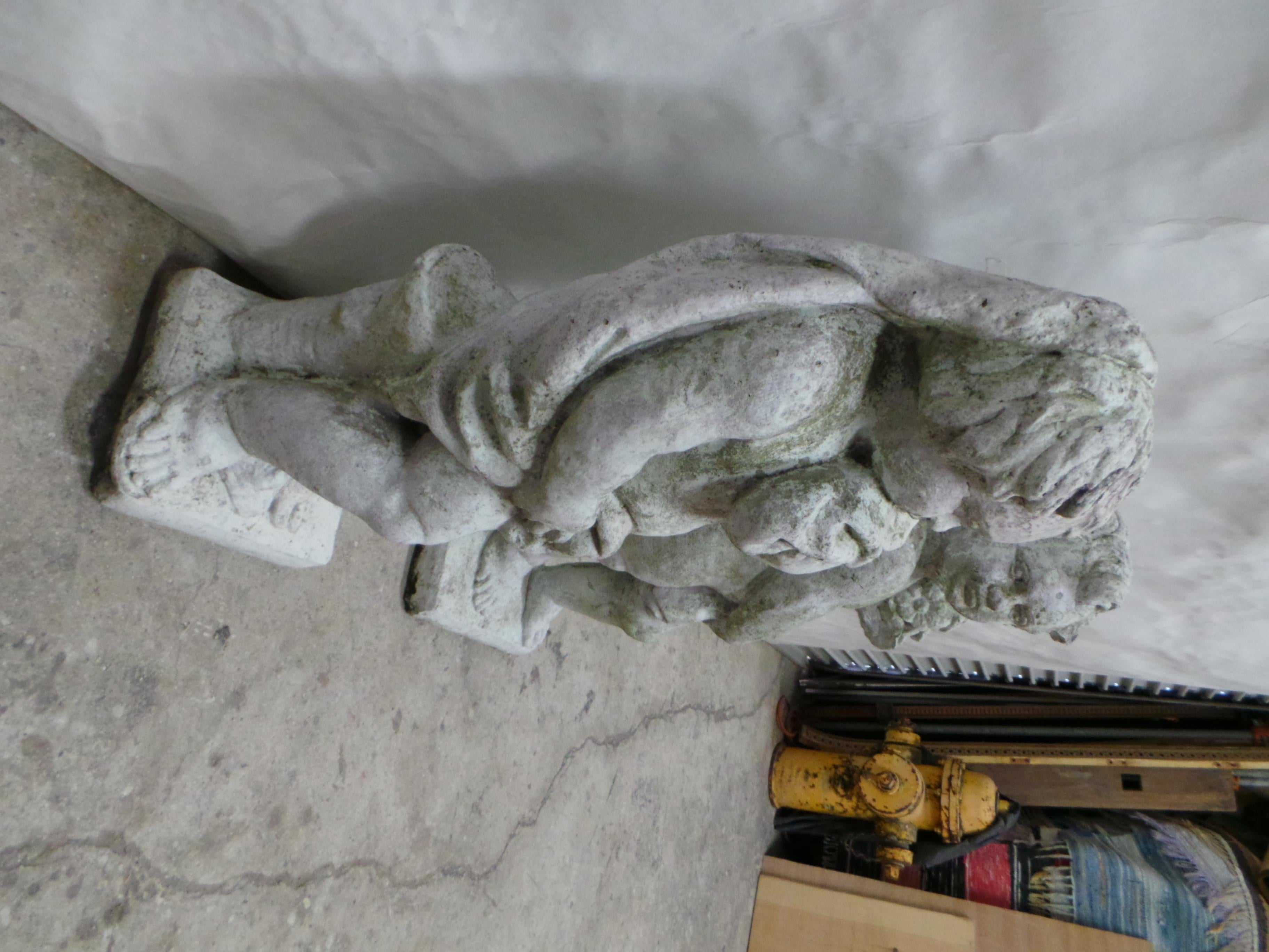 Neoclassical Cherub or Putto Cast Stone Garden Statues For Sale 2