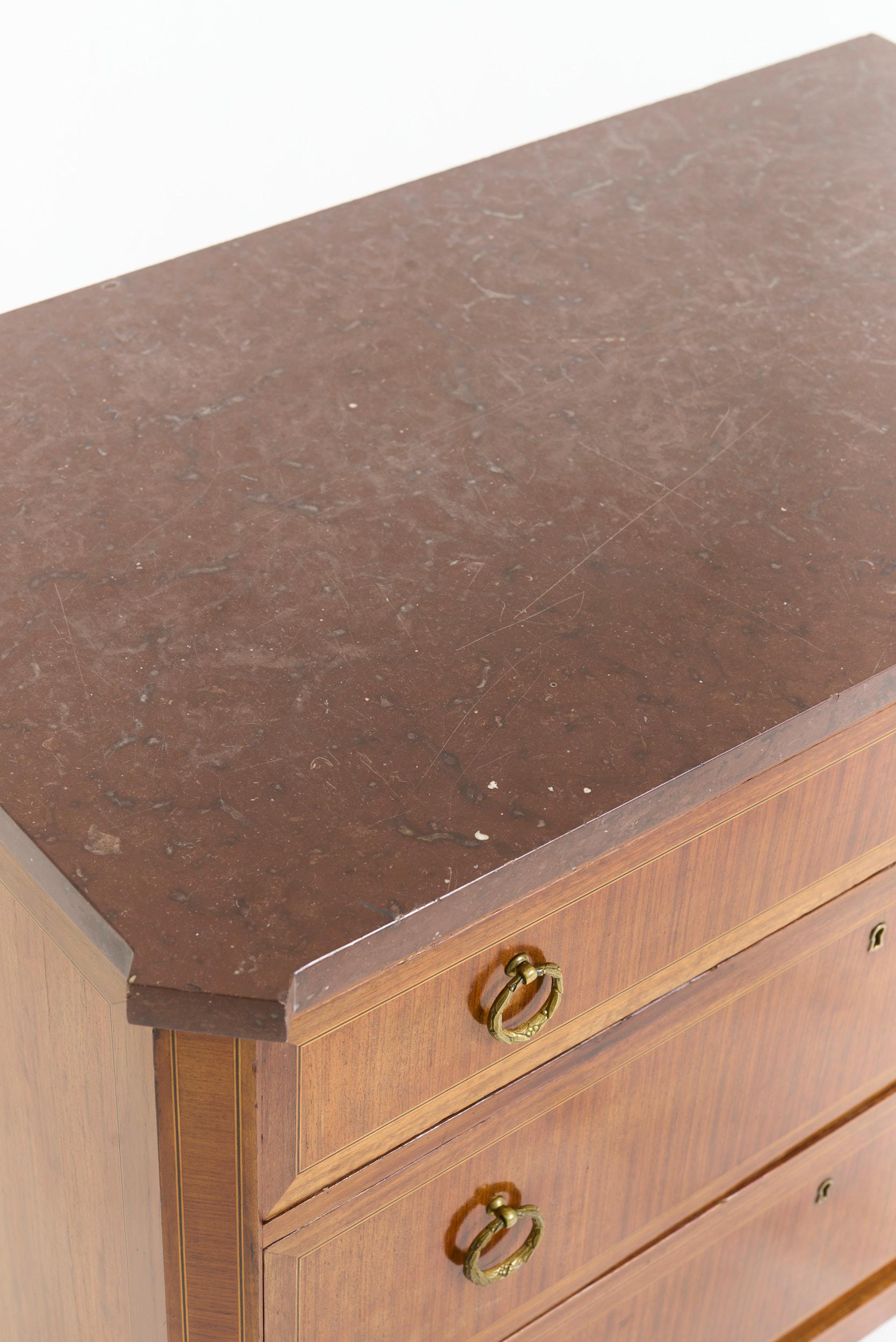 Brass Neoclassical Chest of Drawers For Sale