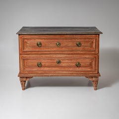Neoclassical Hand-Painted Chest of Drawers with Brass Fittings