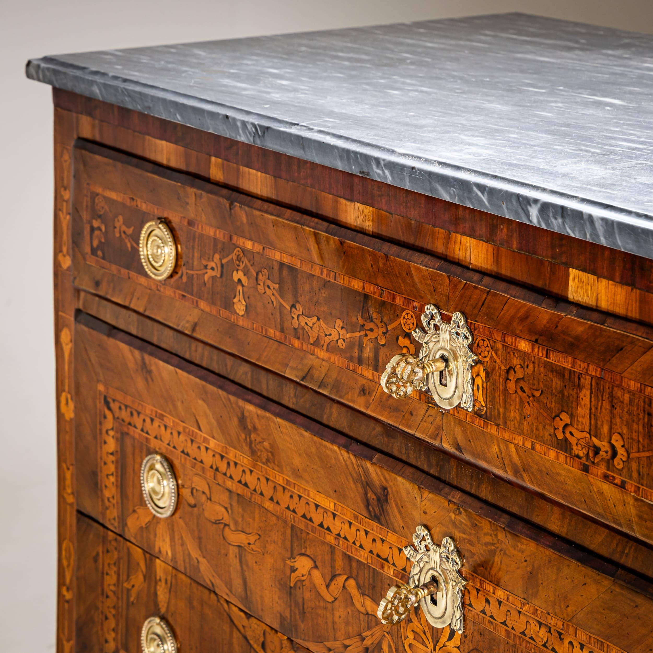 Brass Neoclassical Chest of Drawers, Lombardy, Late 18th Century For Sale