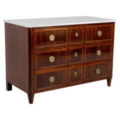 Neoclassical Chest of Drawers with white Marble Top, Late 18th Century