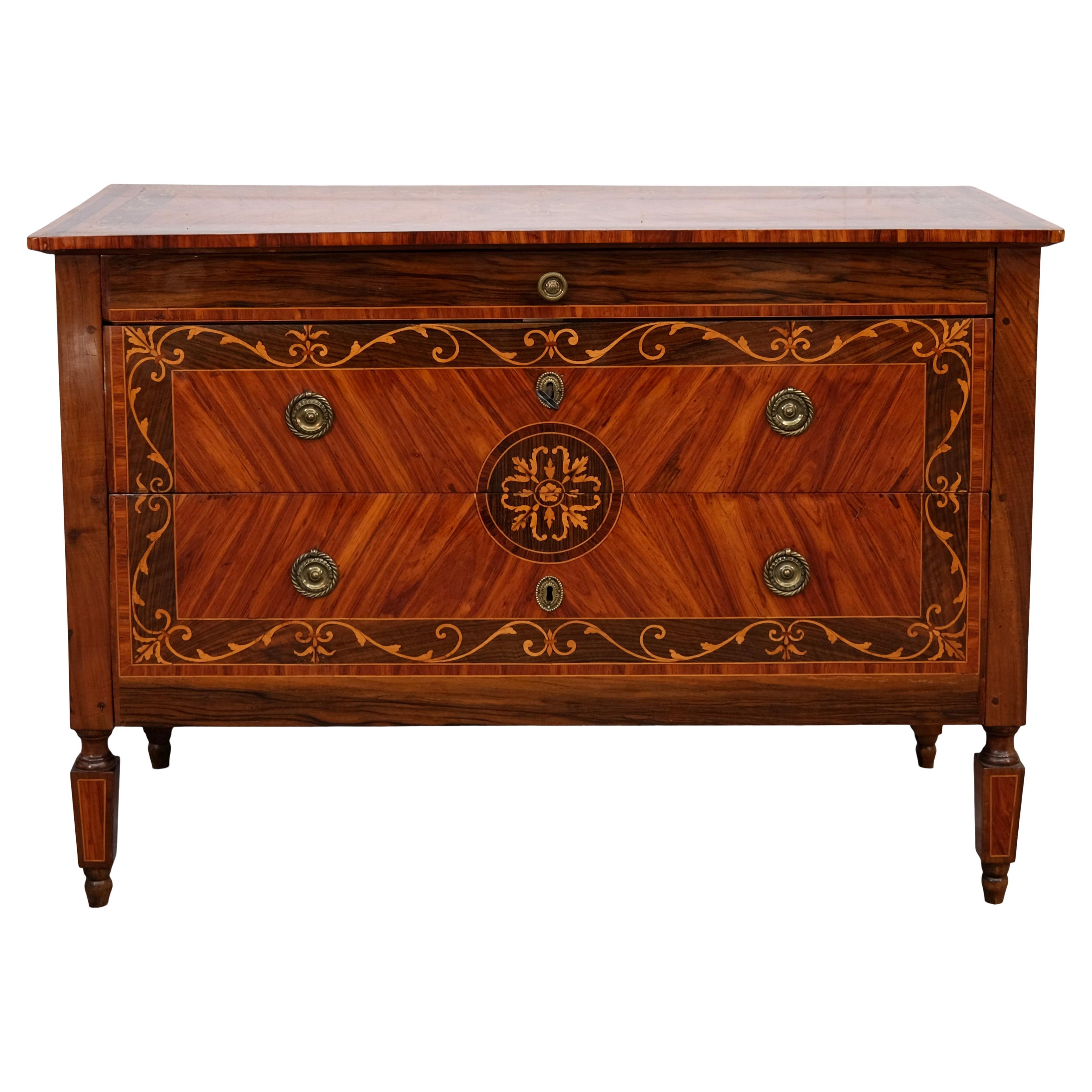 Neoclassical Chest with Drawers with Fruitwood Inlays, Italy, Late 18th Century