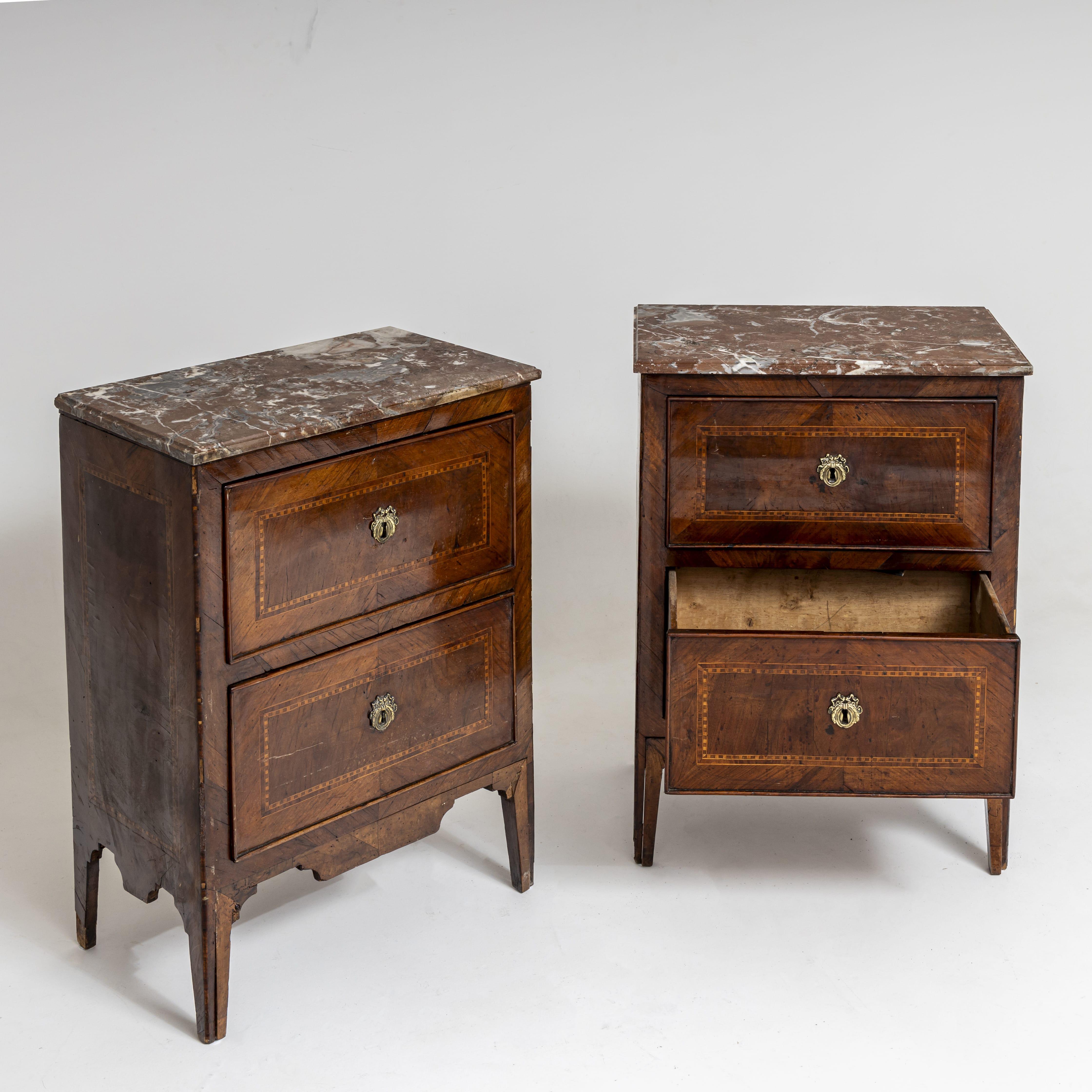Italian Neoclassical Chests of Drawers with Marble Tops, Italy circa 1790 