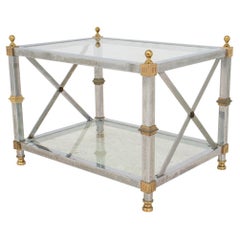 Neoclassical Chrome, Brass, & Glass Low Table