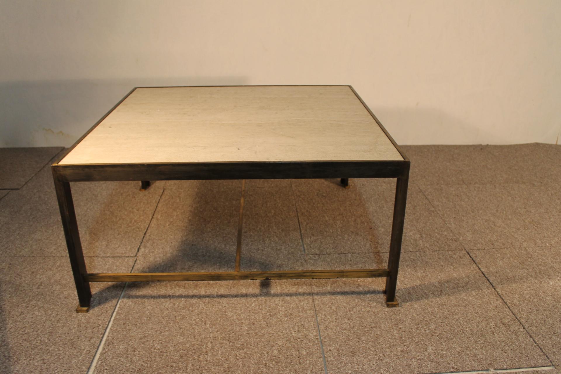 Neoclassical Coffee Table, Gilt Iron, in the Manner of Marc Duplantier For Sale 8