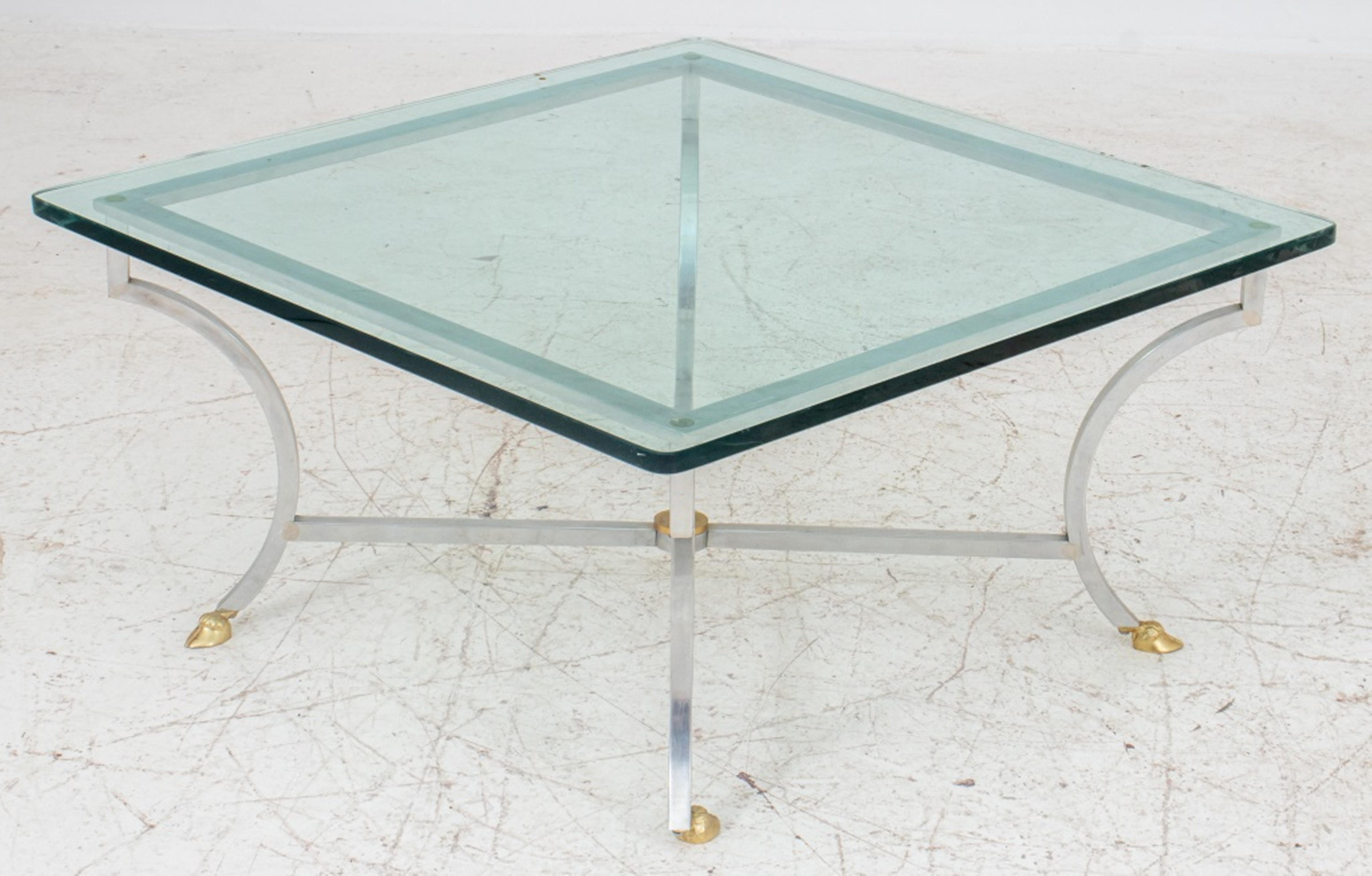 20th Century Neoclassical Coffee Table with Glass Top For Sale