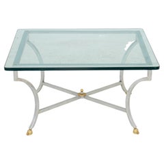 Vintage Neoclassical Coffee Table with Glass Top