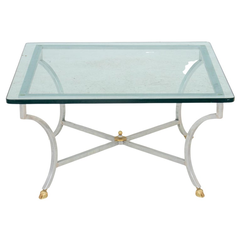 Neoclassical Coffee Table with Glass Top For Sale at 1stDibs