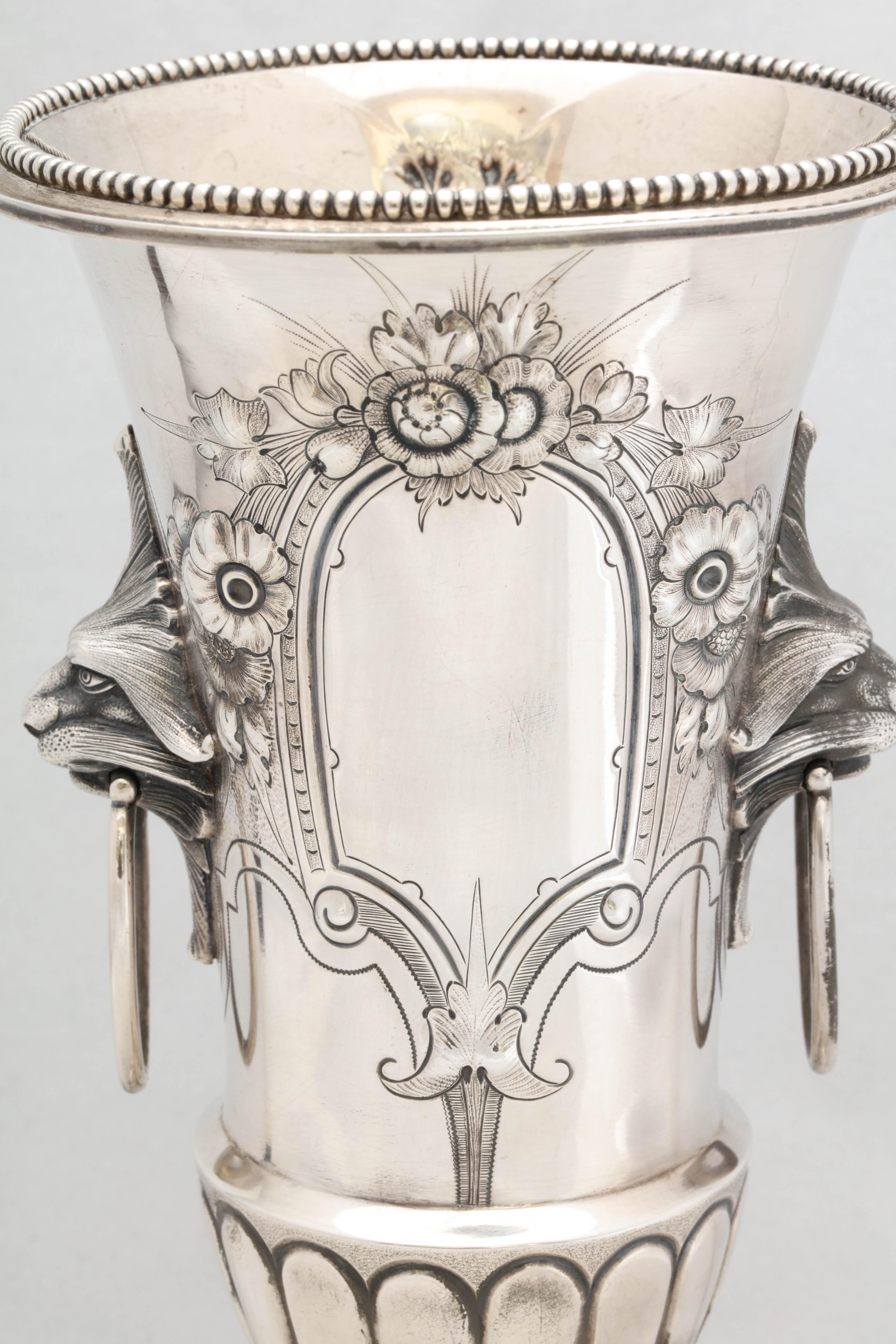 Late 19th Century Neoclassical Coin Silver Pedestal Based Vase by Wood & Hughes