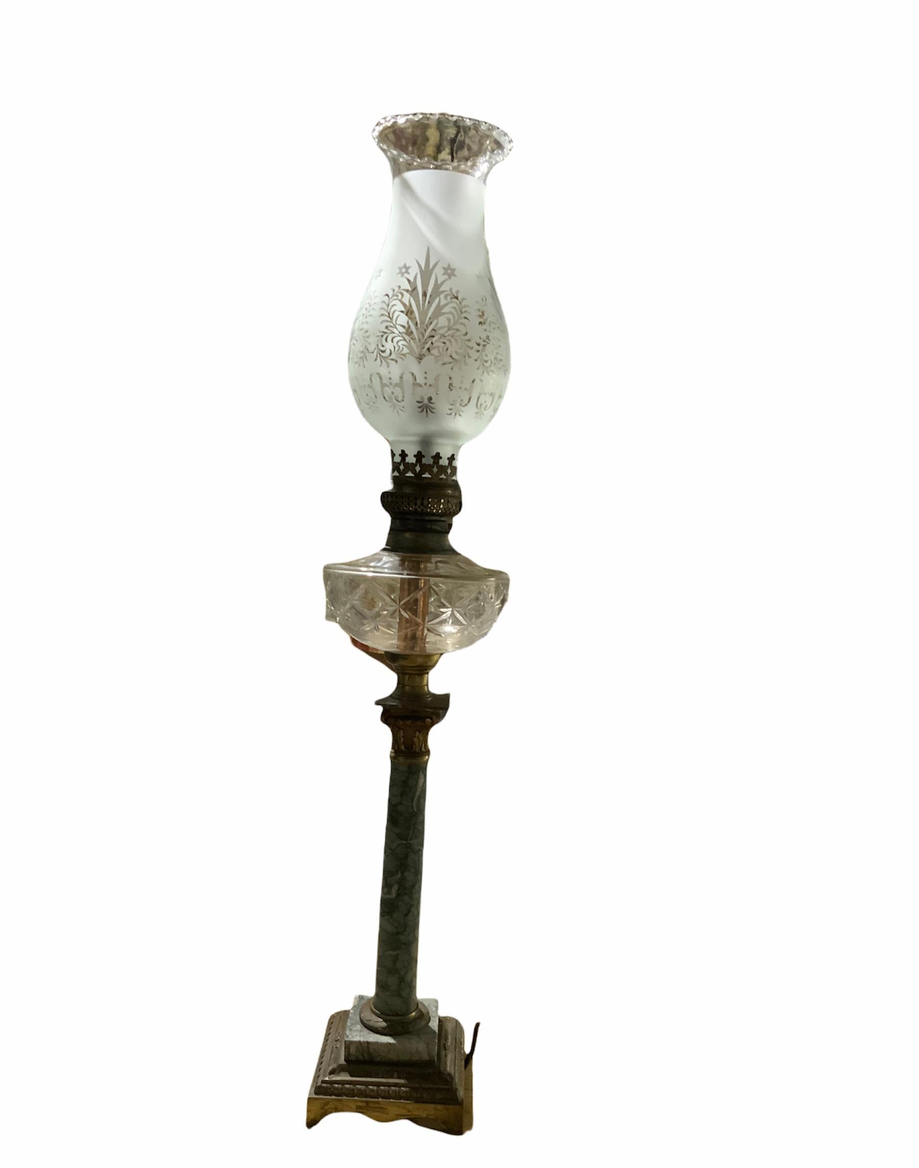 Marble Neoclassical Column Lamp For Sale