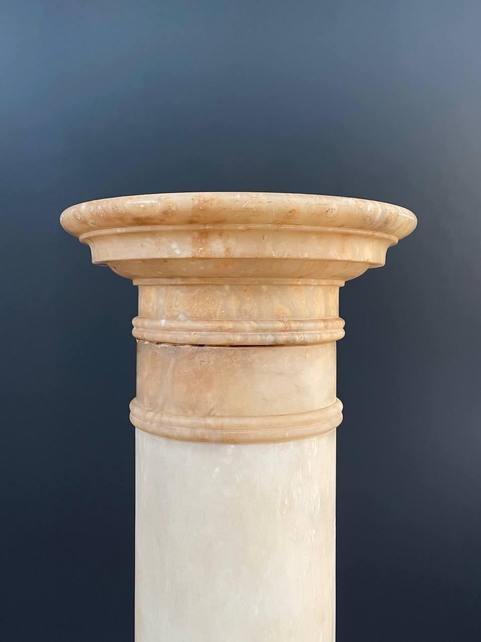 Mid-20th Century Neoclassical Column Marble Stone Pedestal Stand For Sale