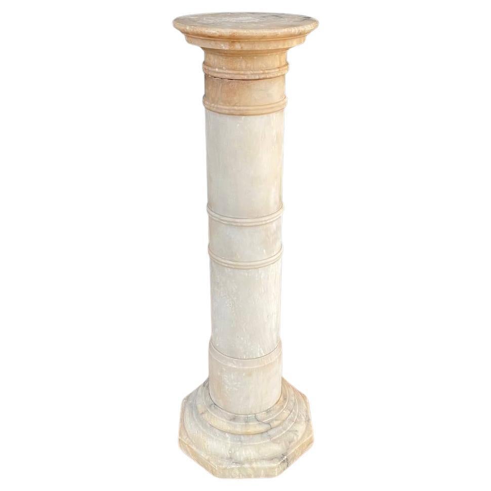 Neoclassical Column Marble Stone Pedestal Stand For Sale