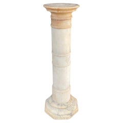 Vintage Neoclassical Column Marble Stone Pedestal Stand