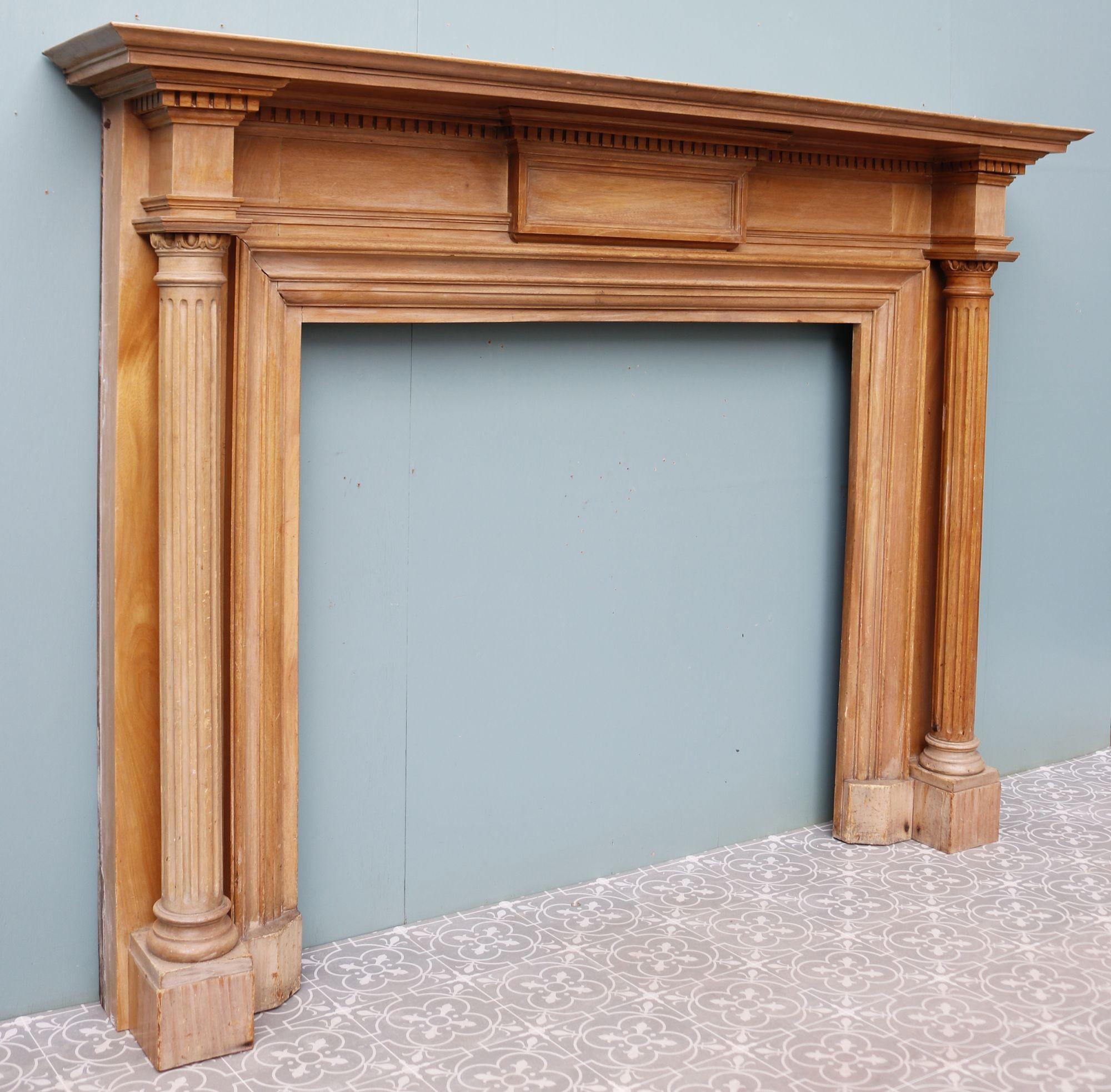 19th Century Neoclassical Columned Timber Chimney Piece For Sale