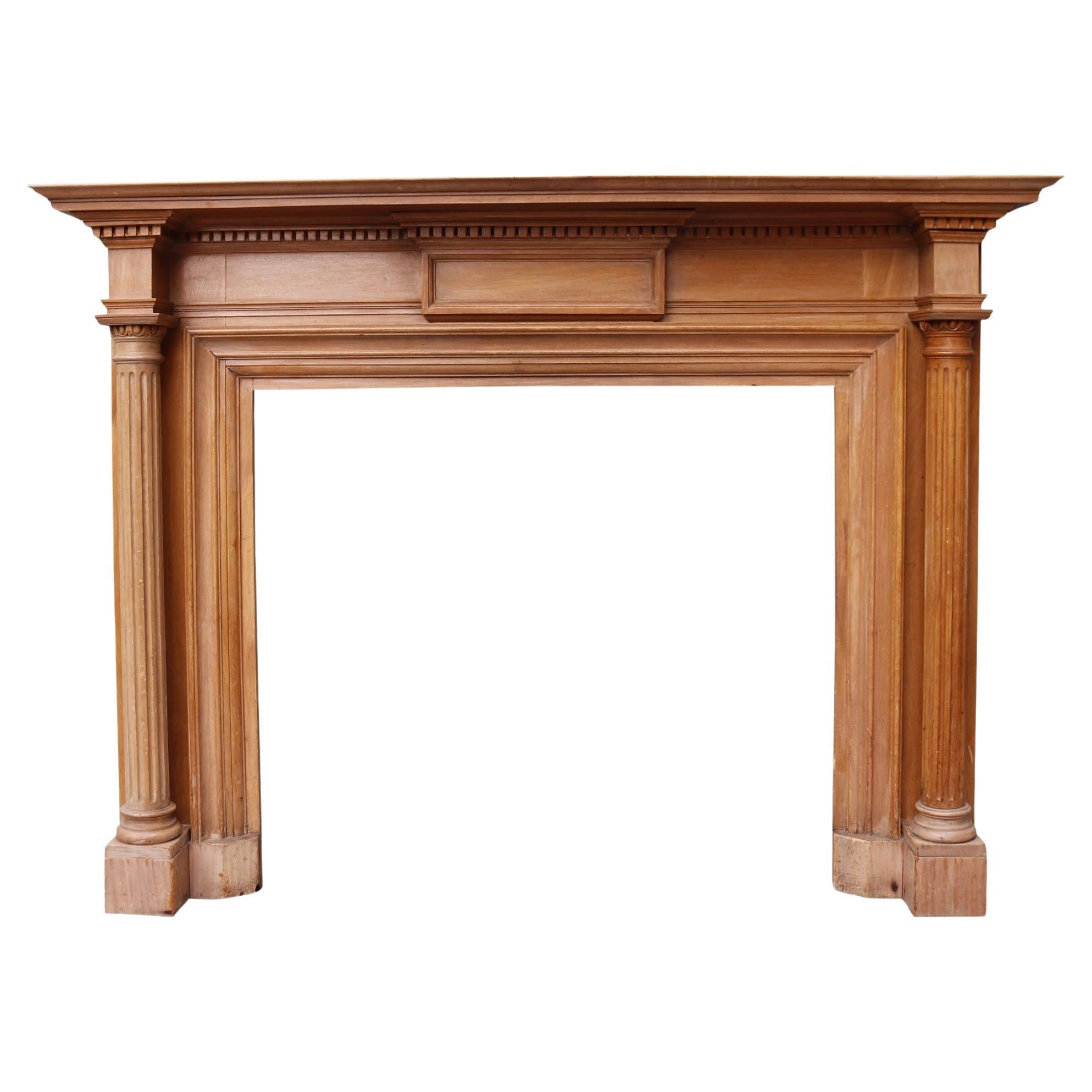 Neoclassical Columned Timber Chimney Piece For Sale
