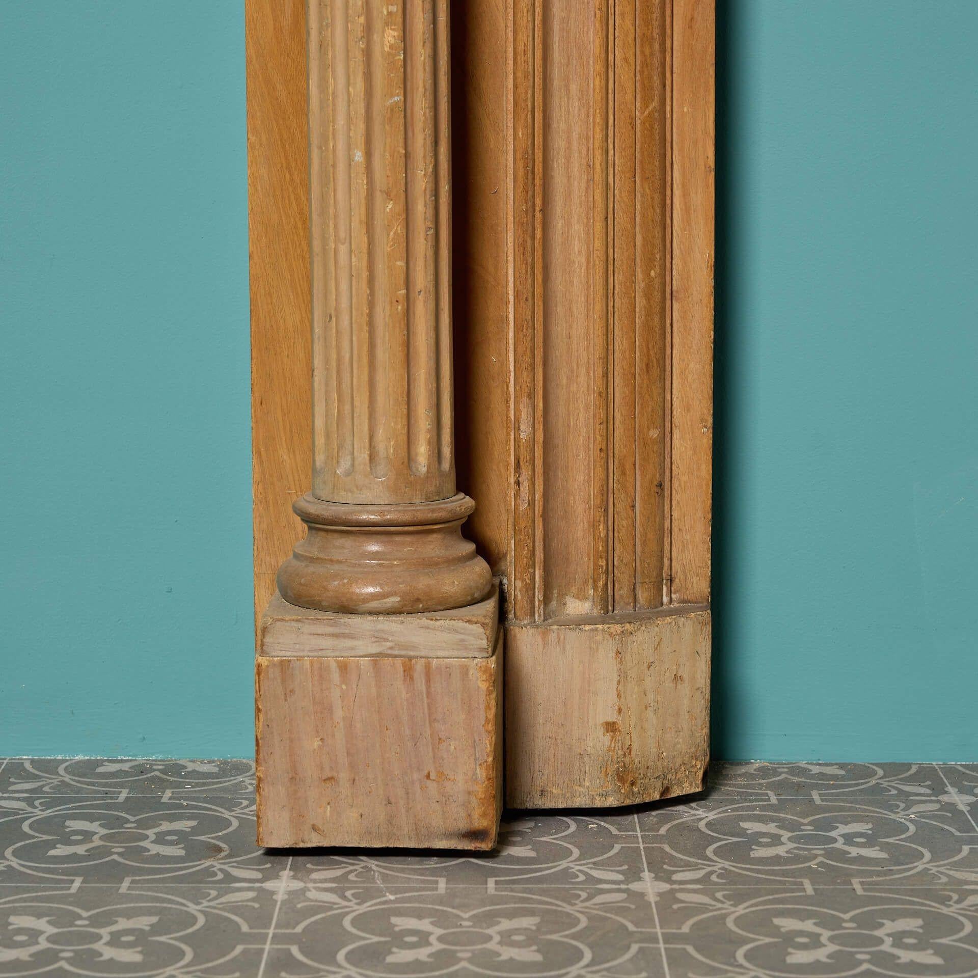 Neoclassical Columned Timber Fire Mantel In Fair Condition For Sale In Wormelow, Herefordshire