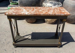 Neoclassical Console with Iron Base and Natural Verona Marble Top