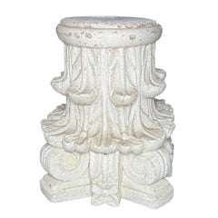 Neoclassical Corinthian Ceramic Pedestal Umbrella Stand with Floral Detailing