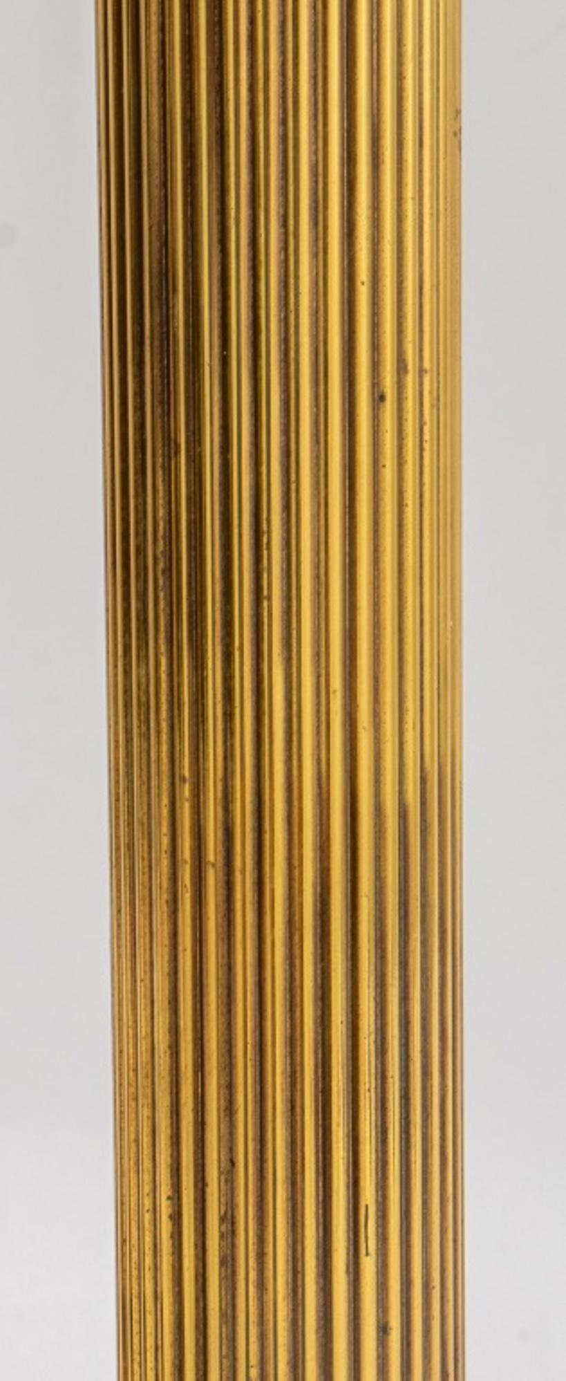 Neoclassical Corinthian Column Brass Lamp, Pair 1