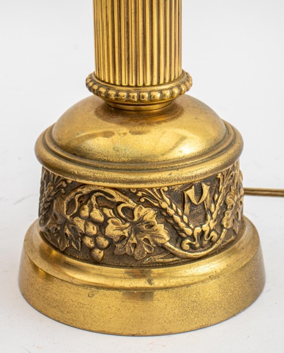Neoclassical Corinthian Column Brass Lamp, Pair 2