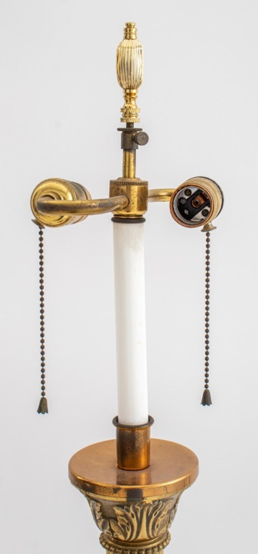 Neoclassical Corinthian Column Brass Lamp, Pair 3