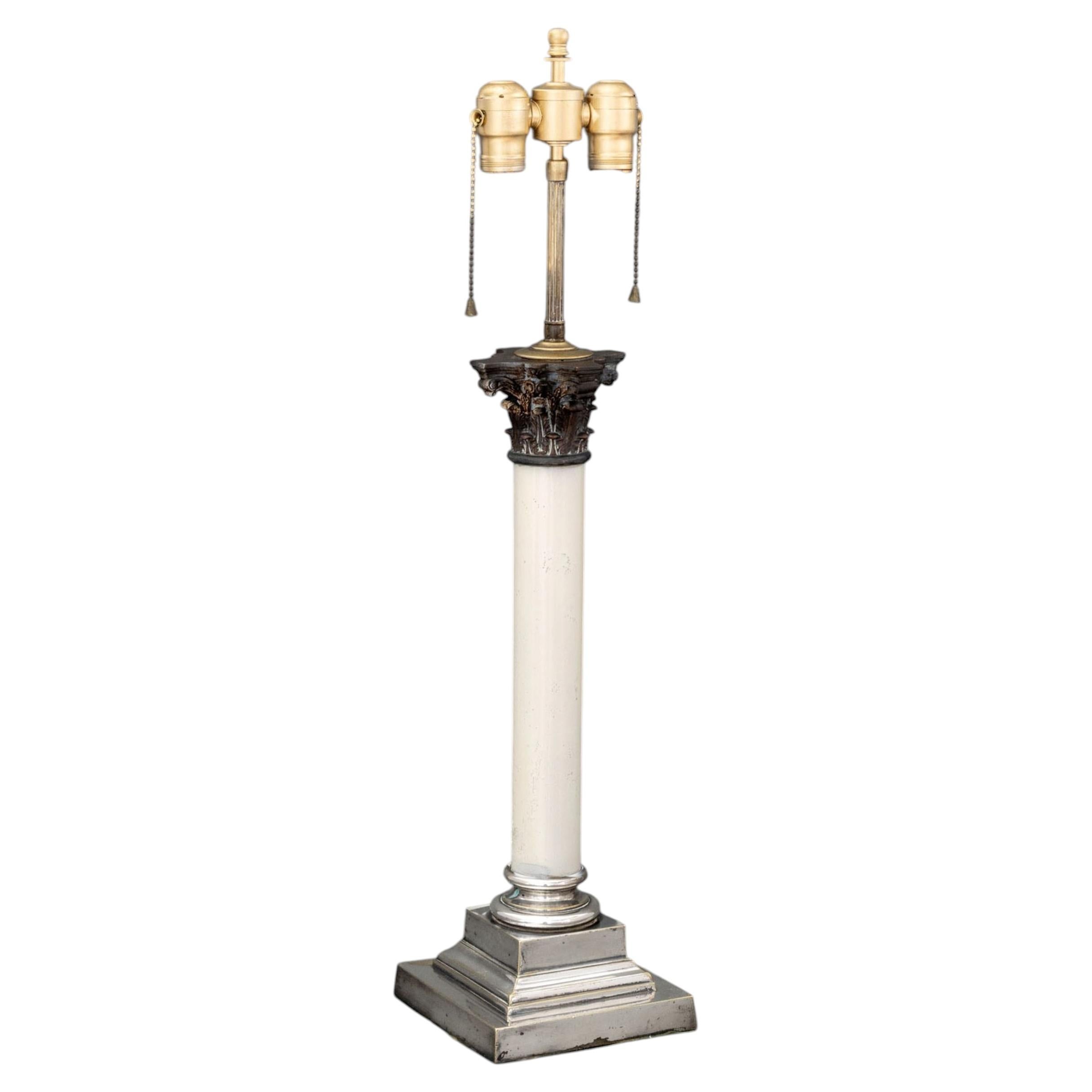 Neoclassical Table Lamp with Corinthian Column Design, 20th Century For Sale